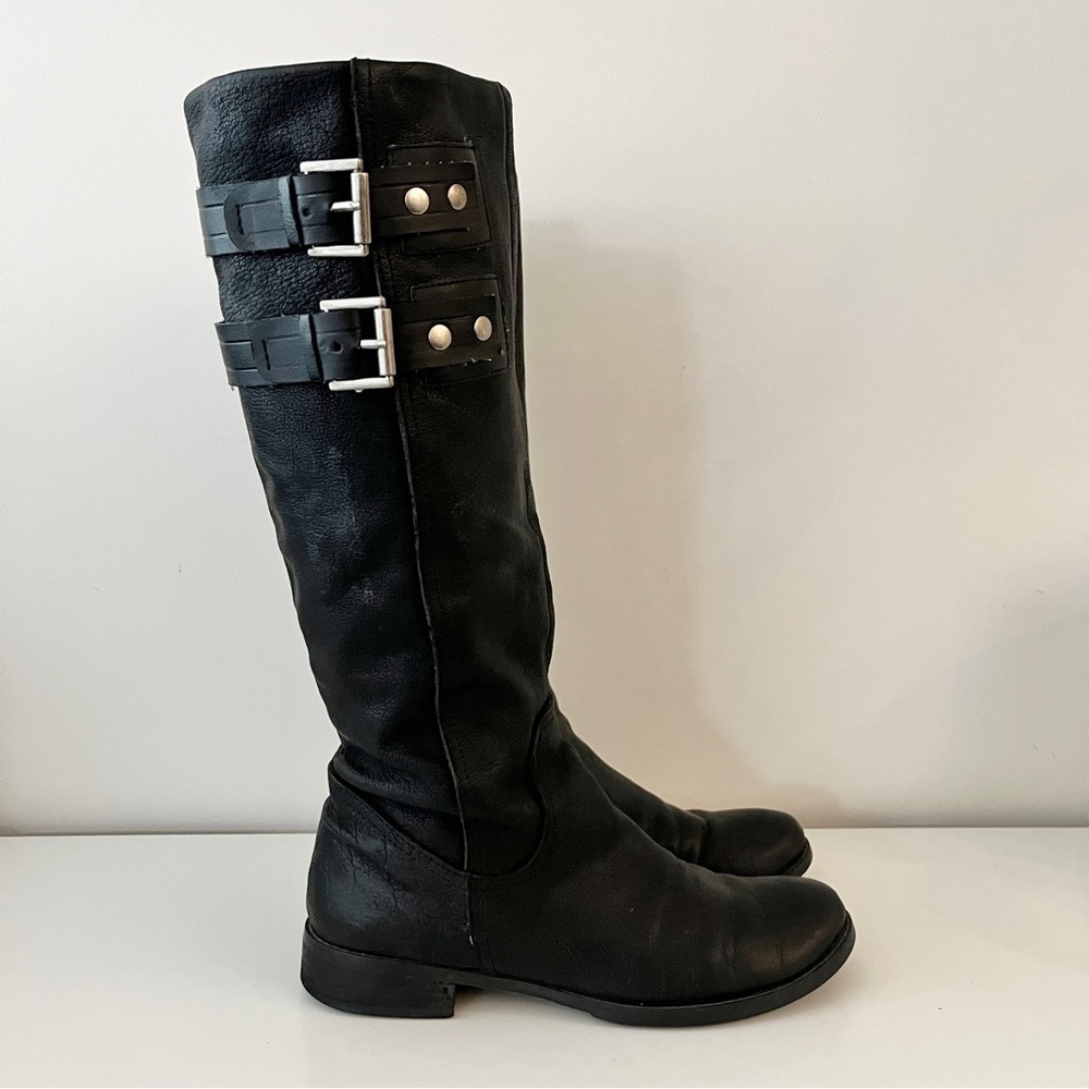 Nine West Tumble Leather Boots with Buckle Details​